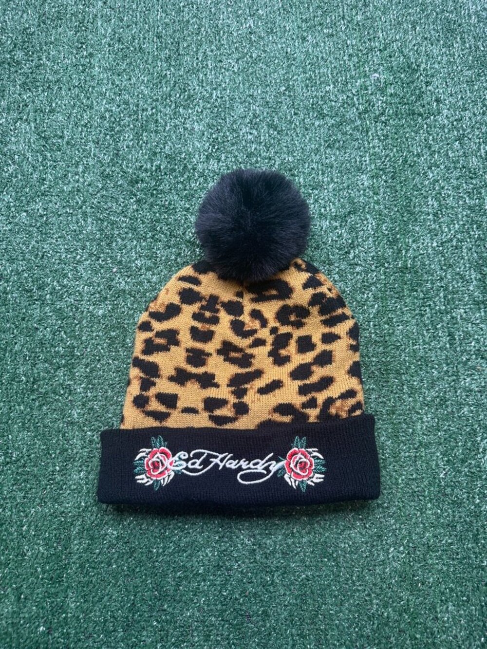 Ed Hardy Cheetah Print Beanie Bonnet